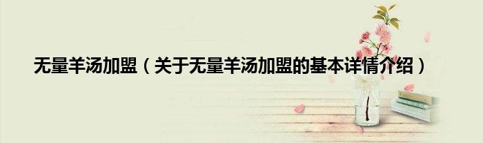 无量羊汤加盟（关于无量羊汤加盟的基本详情介绍）