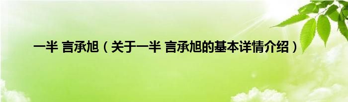 一半 言承旭（关于一半 言承旭的基本详情介绍）