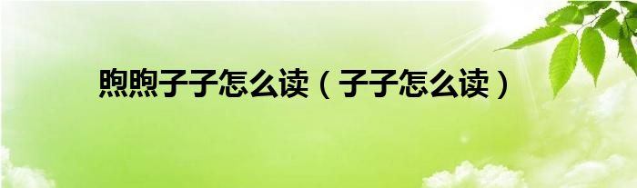 煦煦子子怎么读（子子怎么读）