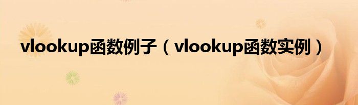 vlookup函数例子(vlookup函数实例)