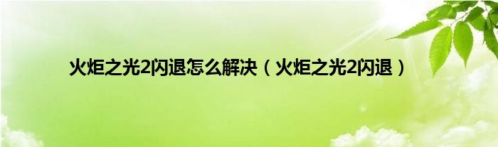火炬之光2闪退怎么解决（火炬之光2闪退）