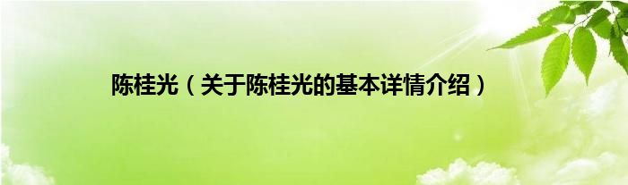 陈桂光（关于陈桂光的基本详情介绍）