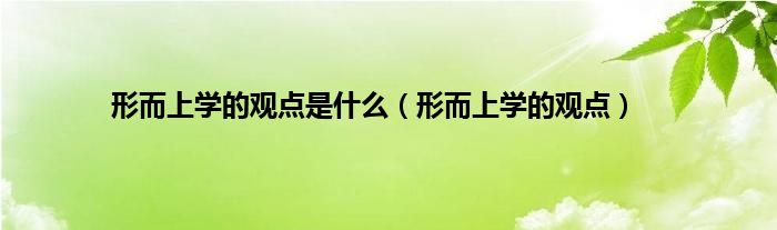 形而上学的观点是什么（形而上学的观点）