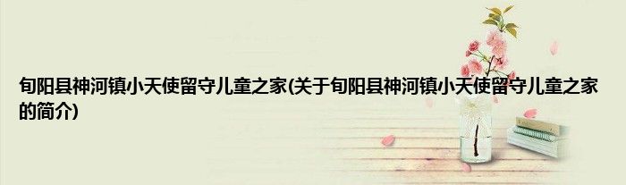 旬阳县神河镇小天使留守儿童之家(关于旬阳县神河镇小天使留守儿童之家的简介)