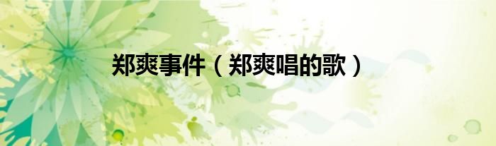 郑爽事件（郑爽唱的歌）