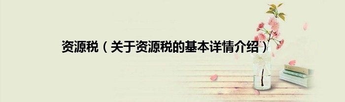 资源税（关于资源税的基本详情介绍）