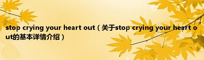 stop crying your heart out（关于stop crying your heart out的基本详情介绍）