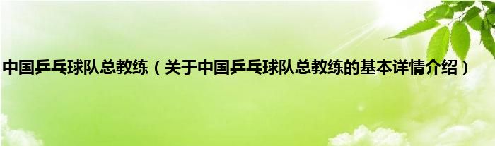 中国乒乓球队总教练（关于中国乒乓球队总教练的基本详情介绍）