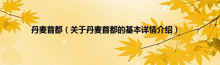 丹麦首都（关于丹麦首都的基本详情介绍）