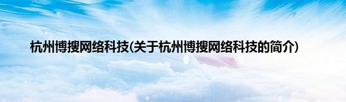杭州博搜网络科技(关于杭州博搜网络科技的简介)