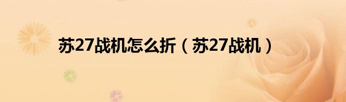 苏27战机怎么折（苏27战机）
