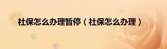 社保怎么办理暂停（社保怎么办理）