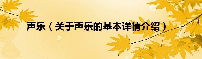 声乐（关于声乐的基本详情介绍）