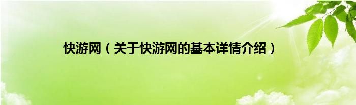 快游网（关于快游网的基本详情介绍）