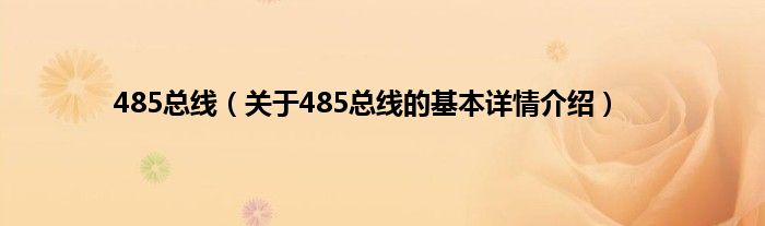 485总线（关于485总线的基本详情介绍）