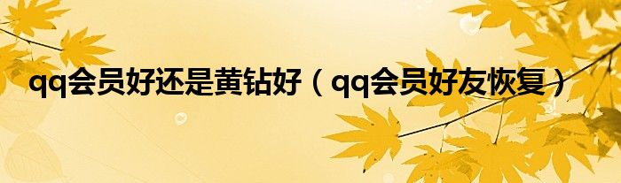 qq会员好还是黄钻好（qq会员好友恢复）