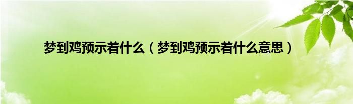 梦到鸡预示着什么（梦到鸡预示着什么意思）