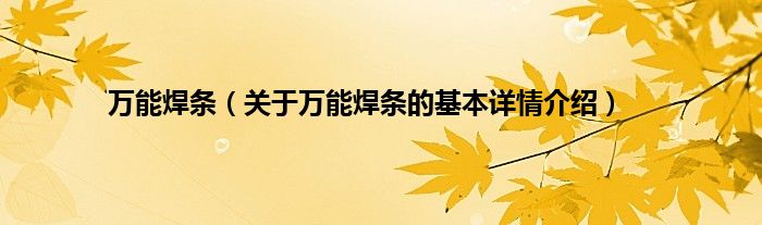 万能焊条（关于万能焊条的基本详情介绍）