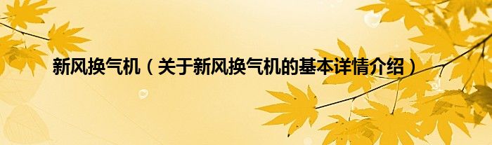 新风换气机（关于新风换气机的基本详情介绍）