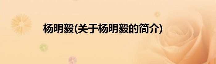 杨明毅(关于杨明毅的简介)
