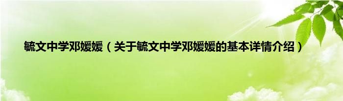毓文中学邓媛媛（关于毓文中学邓媛媛的基本详情介绍）