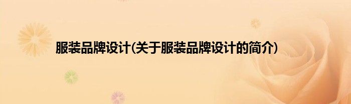 服装品牌设计(关于服装品牌设计的简介)