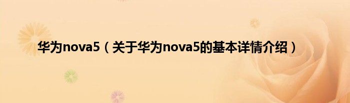 华为nova5（关于华为nova5的基本详情介绍）